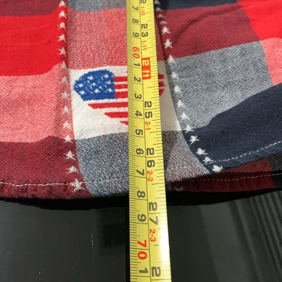Plaid Patriotic Vintage Heart American Flag Button Down Collar Shirt checkered - Picture 11 of 11